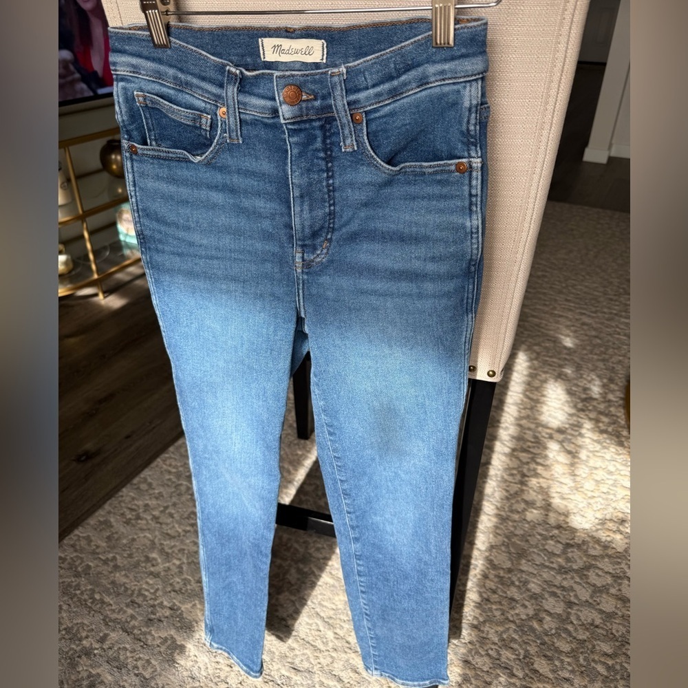 Madewell Stovepipe Light Blue Slim Straight Cotton Jeans, 25